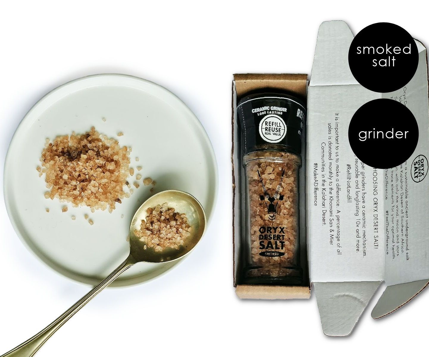 Oryx smoked salt with grinder